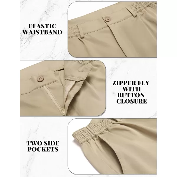 COOFANDY Mens Casual Slacks Relaxed Fit Cotton Chinos Pants Elastic Waistband Flat Front Khaki Pant