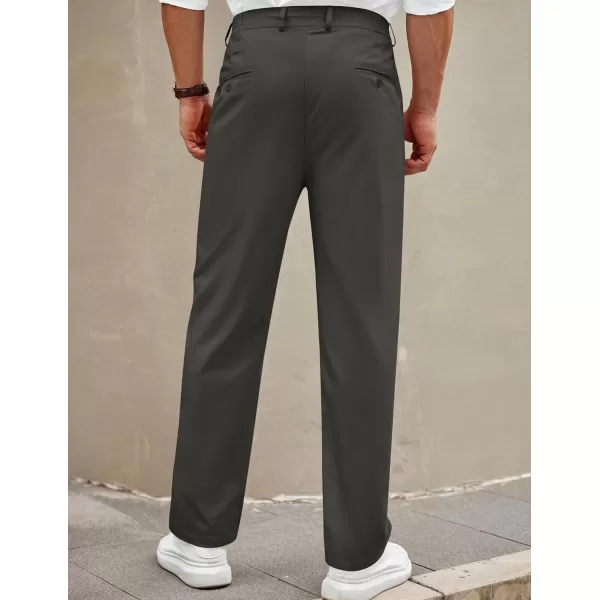 COOFANDY Mens Casual Slacks Relaxed Fit Cotton Chinos Pants Elastic Waistband Flat Front Khaki Pant