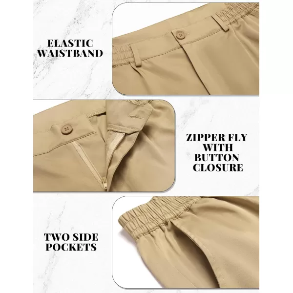 COOFANDY Mens Casual Slacks Relaxed Fit Cotton Chinos Pants Elastic Waistband Flat Front Khaki Pant