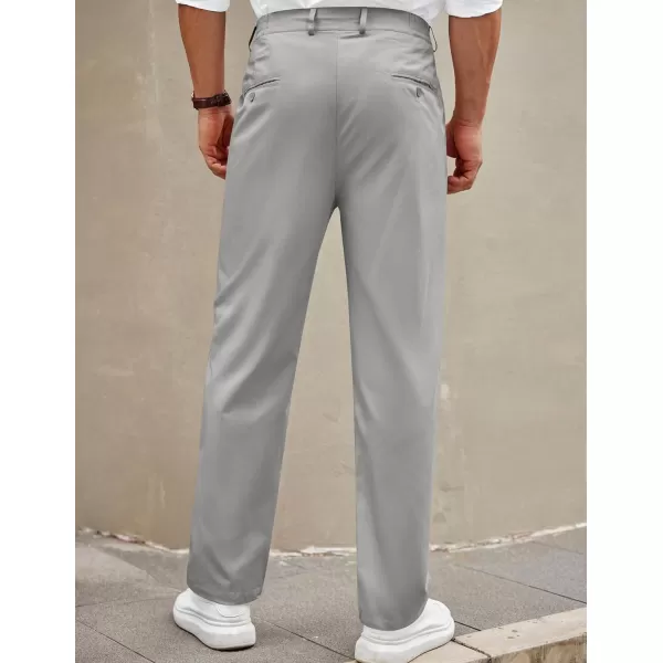 COOFANDY Mens Casual Slacks Relaxed Fit Cotton Chinos Pants Elastic Waistband Flat Front Khaki Pant