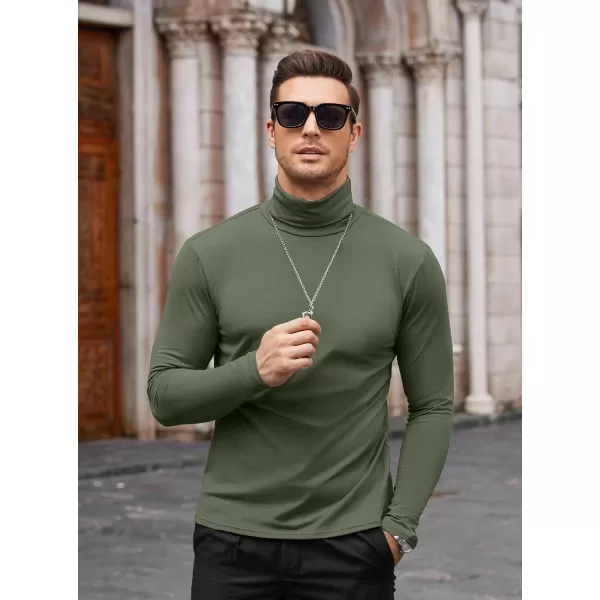 COOFANDY Men's Casual Slim Fit Turtleneck T Shirts Lightweight Basic Cotton Pullovers