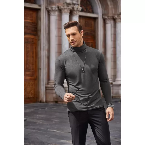 COOFANDY Men's Casual Slim Fit Turtleneck T Shirts Lightweight Basic Cotton Pullovers