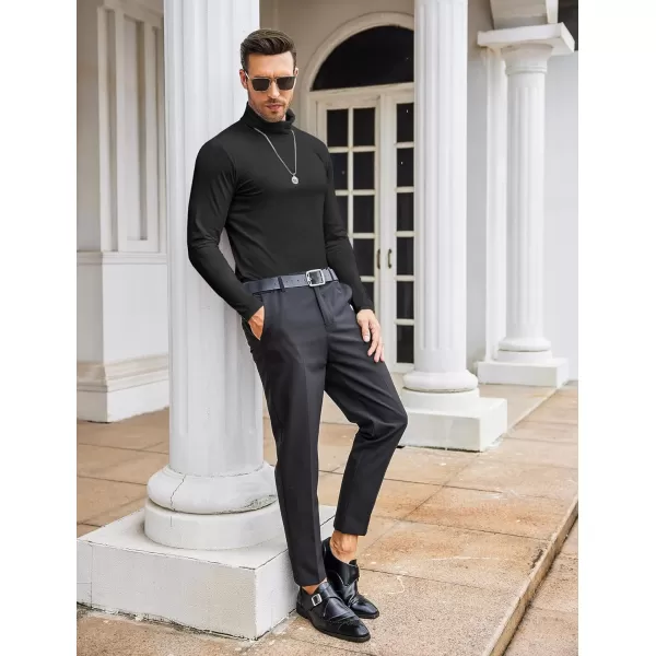 COOFANDY Men's Casual Slim Fit Turtleneck T Shirts Lightweight Basic Cotton Pullovers