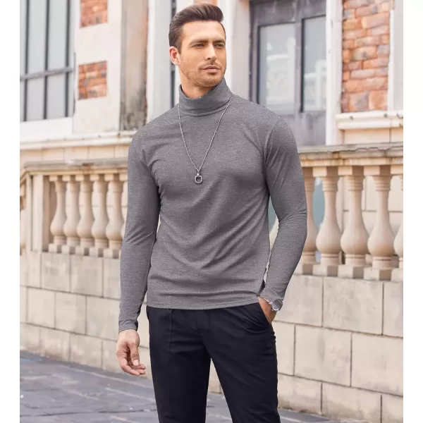 COOFANDY Men's Casual Slim Fit Turtleneck T Shirts Lightweight Basic Cotton Pullovers