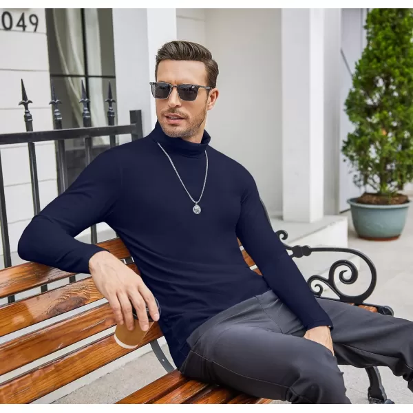 COOFANDY Men's Casual Slim Fit Turtleneck T Shirts Lightweight Basic Cotton Pullovers