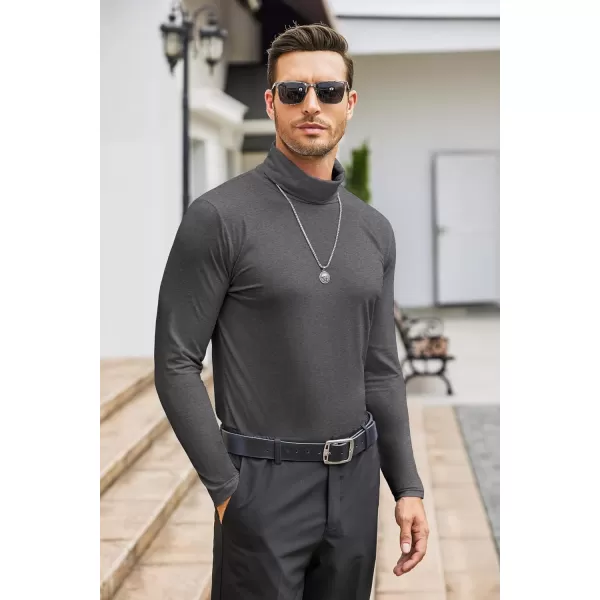 COOFANDY Men's Casual Slim Fit Turtleneck T Shirts Lightweight Basic Cotton Pullovers