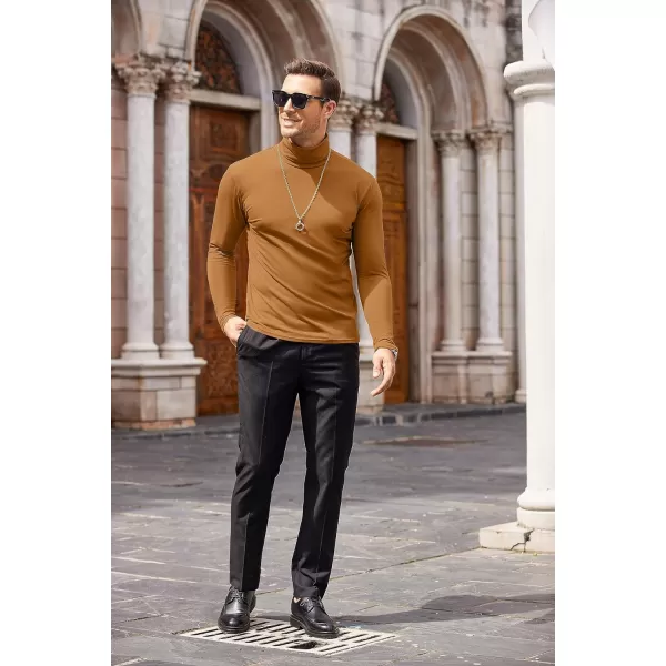 COOFANDY Men's Casual Slim Fit Turtleneck T Shirts Lightweight Basic Cotton Pullovers