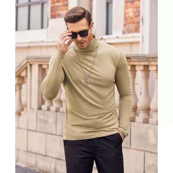 COOFANDY Men's Casual Slim Fit Turtleneck T Shirts Lightweight Basic Cotton Pullovers