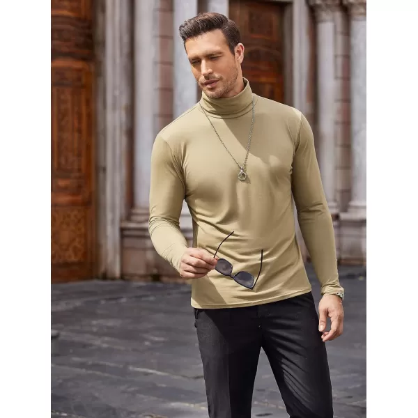 COOFANDY Men's Casual Slim Fit Turtleneck T Shirts Lightweight Basic Cotton Pullovers