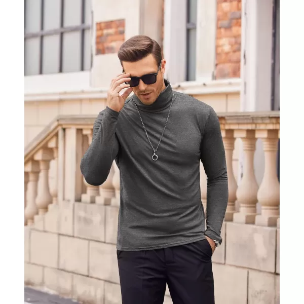 COOFANDY Men's Casual Slim Fit Turtleneck T Shirts Lightweight Basic Cotton Pullovers