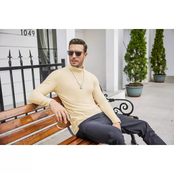COOFANDY Men's Casual Slim Fit Turtleneck T Shirts Lightweight Basic Cotton Pullovers