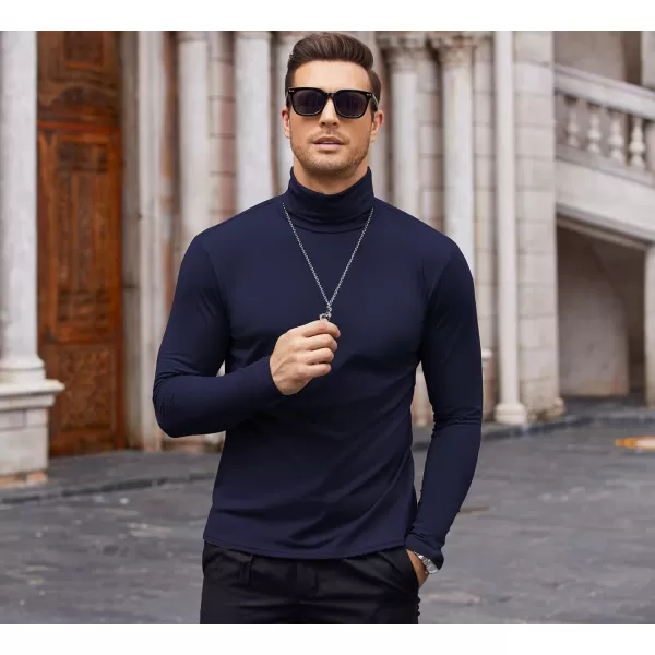 COOFANDY Men's Casual Slim Fit Turtleneck T Shirts Lightweight Basic Cotton Pullovers