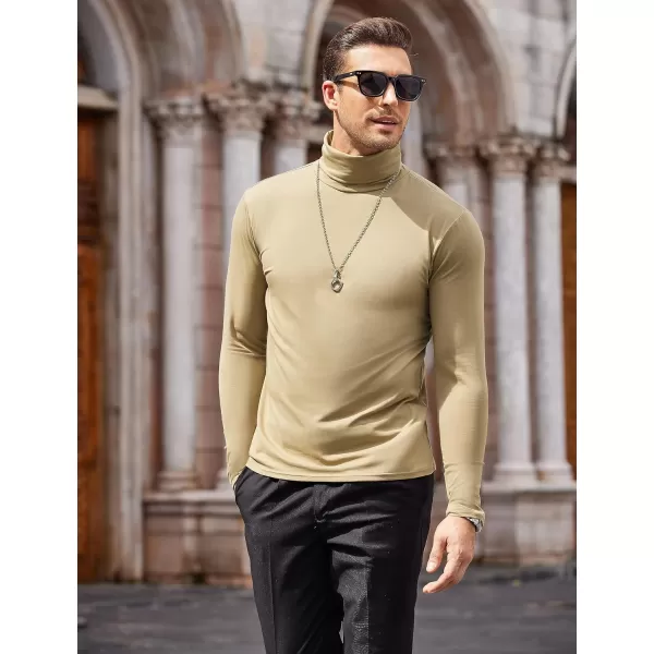 COOFANDY Men's Casual Slim Fit Turtleneck T Shirts Lightweight Basic Cotton Pullovers