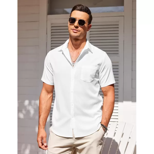 COOFANDY Men's Casual Summer Beach Wrinkle Free Shirts Short Sleeve Button Down Lightweight Untucked Textured Shirt