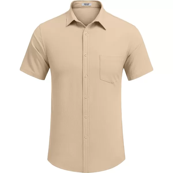COOFANDY Men's Casual Summer Beach Wrinkle Free Shirts Short Sleeve Button Down Lightweight Untucked Textured Shirt