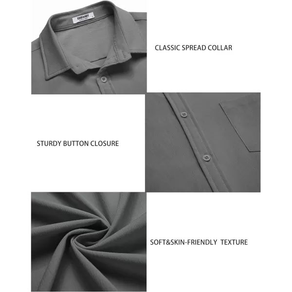 COOFANDY Men's Casual Summer Beach Wrinkle Free Shirts Short Sleeve Button Down Lightweight Untucked Textured Shirt