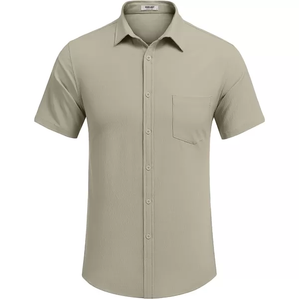 COOFANDY Men's Casual Summer Beach Wrinkle Free Shirts Short Sleeve Button Down Lightweight Untucked Textured Shirt