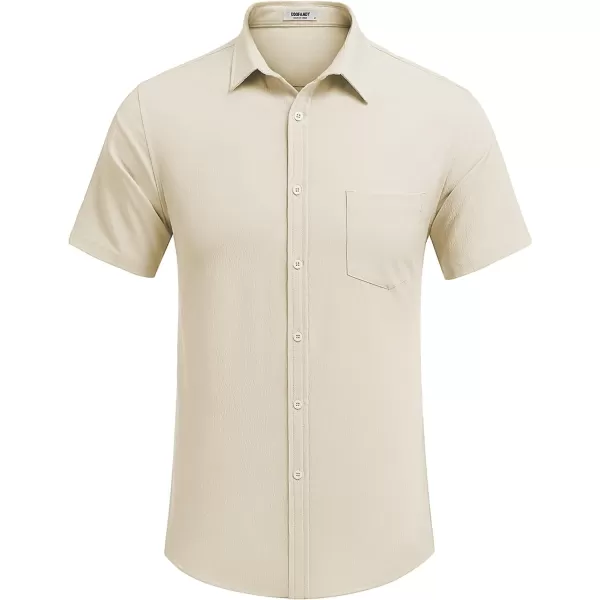COOFANDY Men's Casual Summer Beach Wrinkle Free Shirts Short Sleeve Button Down Lightweight Untucked Textured Shirt