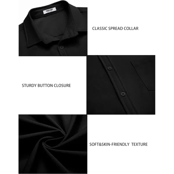 COOFANDY Men's Casual Summer Beach Wrinkle Free Shirts Short Sleeve Button Down Lightweight Untucked Textured Shirt