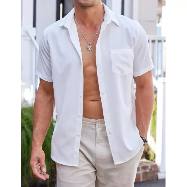 COOFANDY Men's Casual Summer Beach Wrinkle Free Shirts Short Sleeve Button Down Lightweight Untucked Textured Shirt