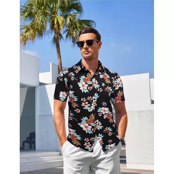 COOFANDY Men's Casual Summer Beach Wrinkle Free Shirts Short Sleeve Button Down Lightweight Untucked Textured Shirt