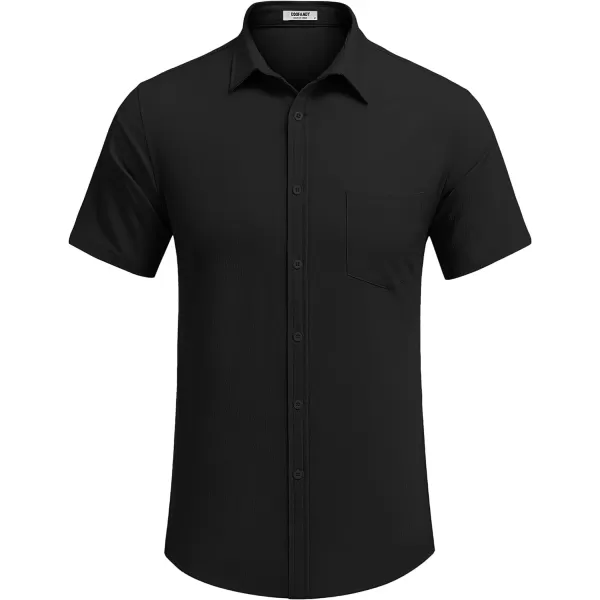 COOFANDY Men's Casual Summer Beach Wrinkle Free Shirts Short Sleeve Button Down Lightweight Untucked Textured Shirt