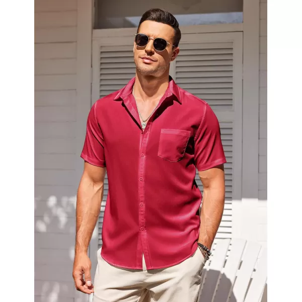 COOFANDY Men's Casual Summer Beach Wrinkle Free Shirts Short Sleeve Button Down Lightweight Untucked Textured Shirt