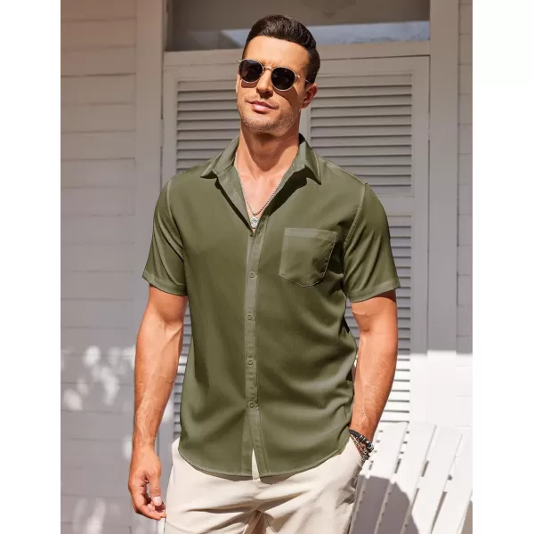 COOFANDY Men's Casual Summer Beach Wrinkle Free Shirts Short Sleeve Button Down Lightweight Untucked Textured Shirt