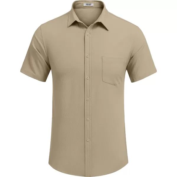 COOFANDY Men's Casual Summer Beach Wrinkle Free Shirts Short Sleeve Button Down Lightweight Untucked Textured Shirt