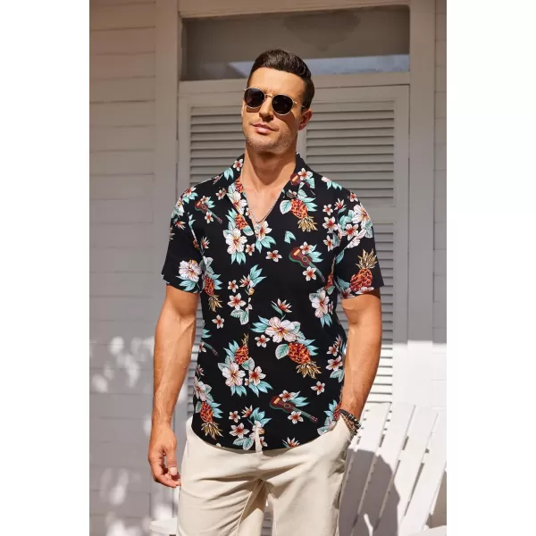 COOFANDY Men's Casual Summer Beach Wrinkle Free Shirts Short Sleeve Button Down Lightweight Untucked Textured Shirt