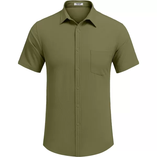 COOFANDY Men's Casual Summer Beach Wrinkle Free Shirts Short Sleeve Button Down Lightweight Untucked Textured Shirt