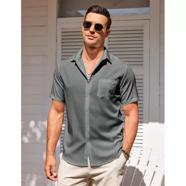 COOFANDY Men's Casual Summer Beach Wrinkle Free Shirts Short Sleeve Button Down Lightweight Untucked Textured Shirt