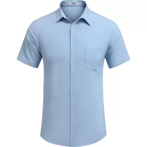 COOFANDY Men's Casual Summer Beach Wrinkle Free Shirts Short Sleeve Button Down Lightweight Untucked Textured Shirt
