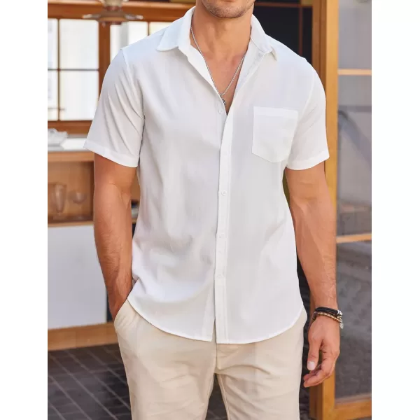 COOFANDY Men's Casual Summer Beach Wrinkle Free Shirts Short Sleeve Button Down Lightweight Untucked Textured Shirt