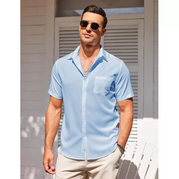 COOFANDY Men's Casual Summer Beach Wrinkle Free Shirts Short Sleeve Button Down Lightweight Untucked Textured Shirt
