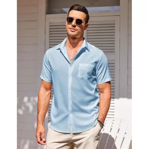 COOFANDY Men's Casual Summer Beach Wrinkle Free Shirts Short Sleeve Button Down Lightweight Untucked Textured Shirt