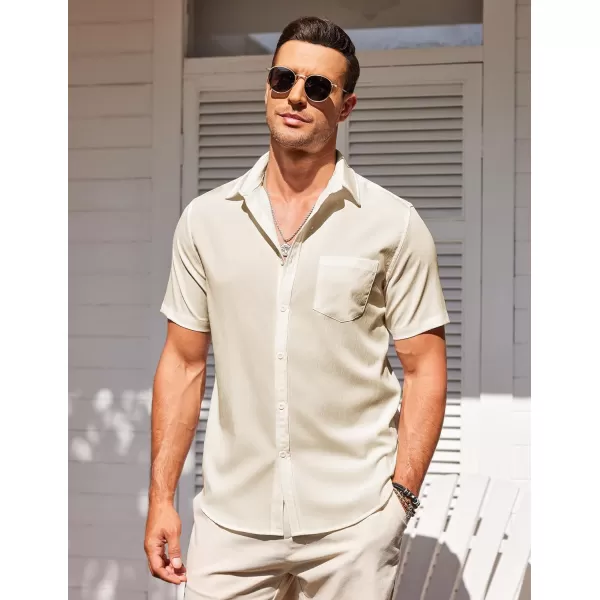 COOFANDY Men's Casual Summer Beach Wrinkle Free Shirts Short Sleeve Button Down Lightweight Untucked Textured Shirt