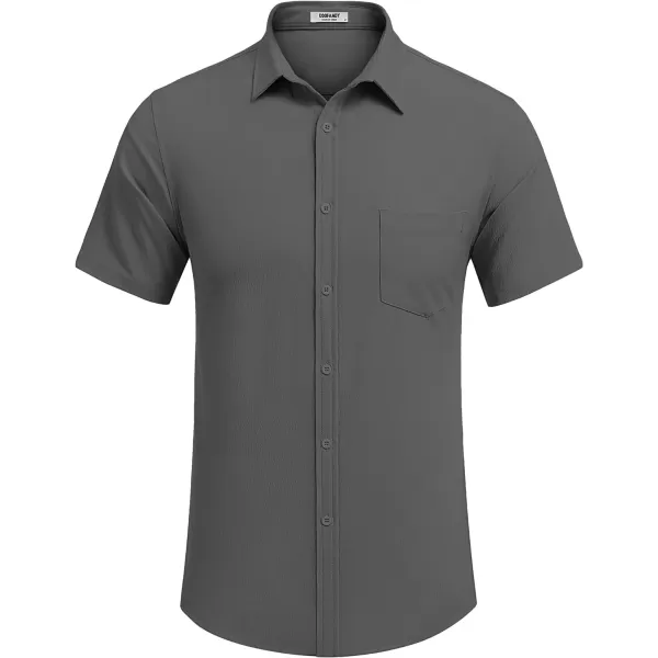 COOFANDY Men's Casual Summer Beach Wrinkle Free Shirts Short Sleeve Button Down Lightweight Untucked Textured Shirt