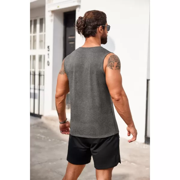 COOFANDY Men's Casual Tank Top Sleeveless Henley Shirts Muscle Fit T Shirt)