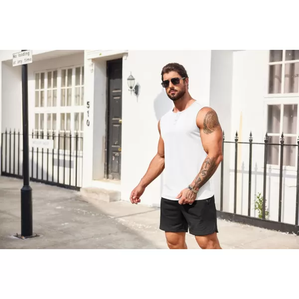 COOFANDY Men's Casual Tank Top Sleeveless Henley Shirts Muscle Fit T Shirt)