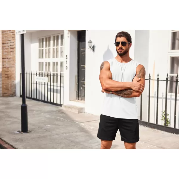 COOFANDY Men's Casual Tank Top Sleeveless Henley Shirts Muscle Fit T Shirt)