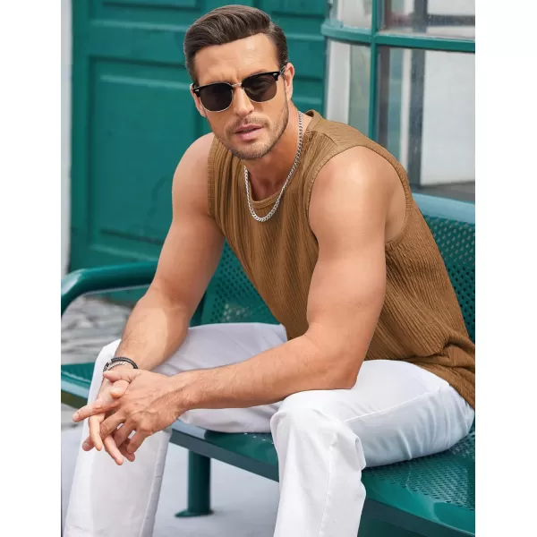 COOFANDY Men's Casual Tank Tops 2 Pack Knit Sleeveless Lightweight Tee Muscle Basic T Shirts
