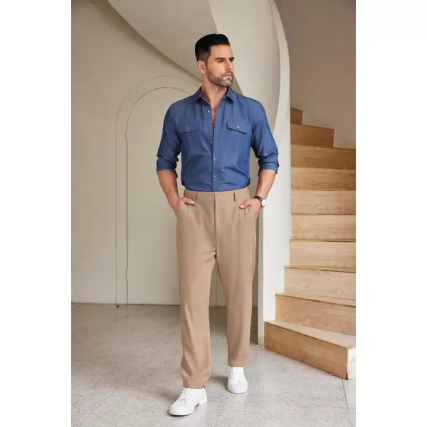 COOFANDY Men's Chino Pants Relaxed Fit Elastic Waist Basic Flat Front Drawstring Casual Pants