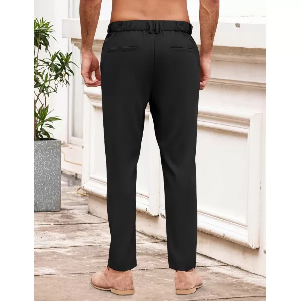 COOFANDY Men's Chino Pants Relaxed Fit Elastic Waist Basic Flat Front Drawstring Casual Pants