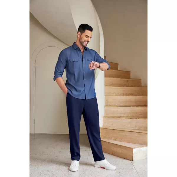 COOFANDY Men's Chino Pants Relaxed Fit Elastic Waist Basic Flat Front Drawstring Casual Pants