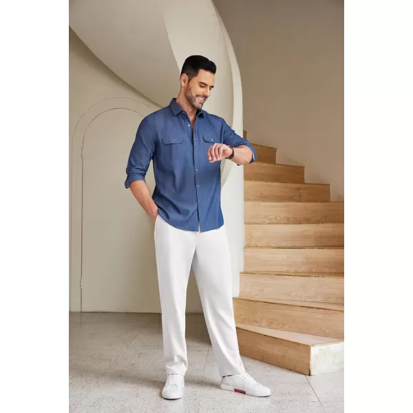 COOFANDY Men's Chino Pants Relaxed Fit Elastic Waist Basic Flat Front Drawstring Casual Pants
