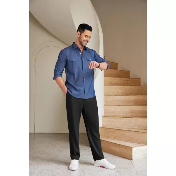 COOFANDY Men's Chino Pants Relaxed Fit Elastic Waist Basic Flat Front Drawstring Casual Pants