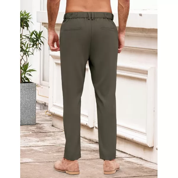 COOFANDY Men's Chino Pants Relaxed Fit Elastic Waist Basic Flat Front Drawstring Casual Pants
