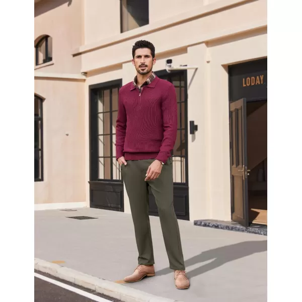 COOFANDY Men's Chino Pants Relaxed Fit Elastic Waist Basic Flat Front Drawstring Casual Pants