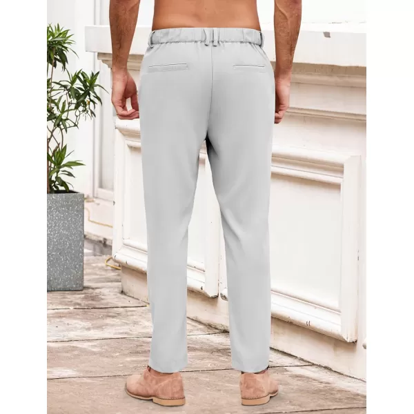 COOFANDY Men's Chino Pants Relaxed Fit Elastic Waist Basic Flat Front Drawstring Casual Pants